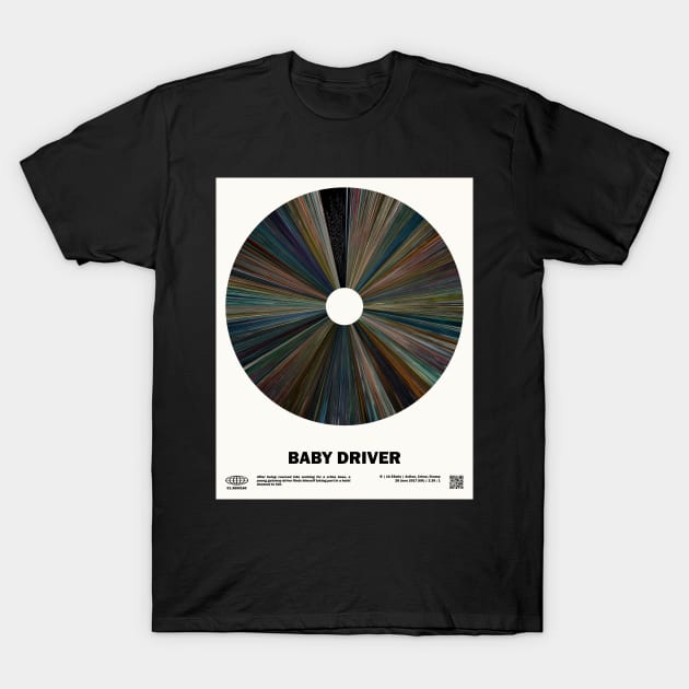 minimal_Baby Driver Warp Barcode Movie T-Shirt by silver-light